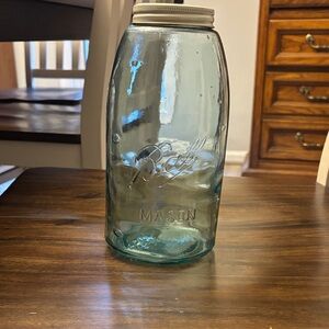 Mason Jar - Clear/Blue  Glass